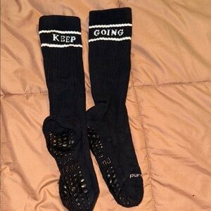 Pure Barre Black Motivational Socks